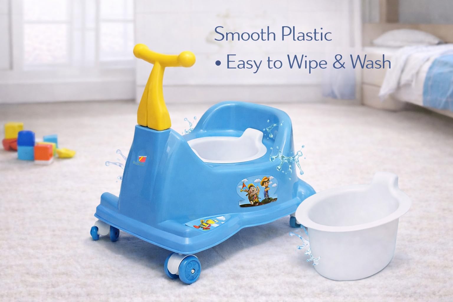 Maanit Scooter Style Baby Potty Seat with Removable Lid Bowl (Blue) 4