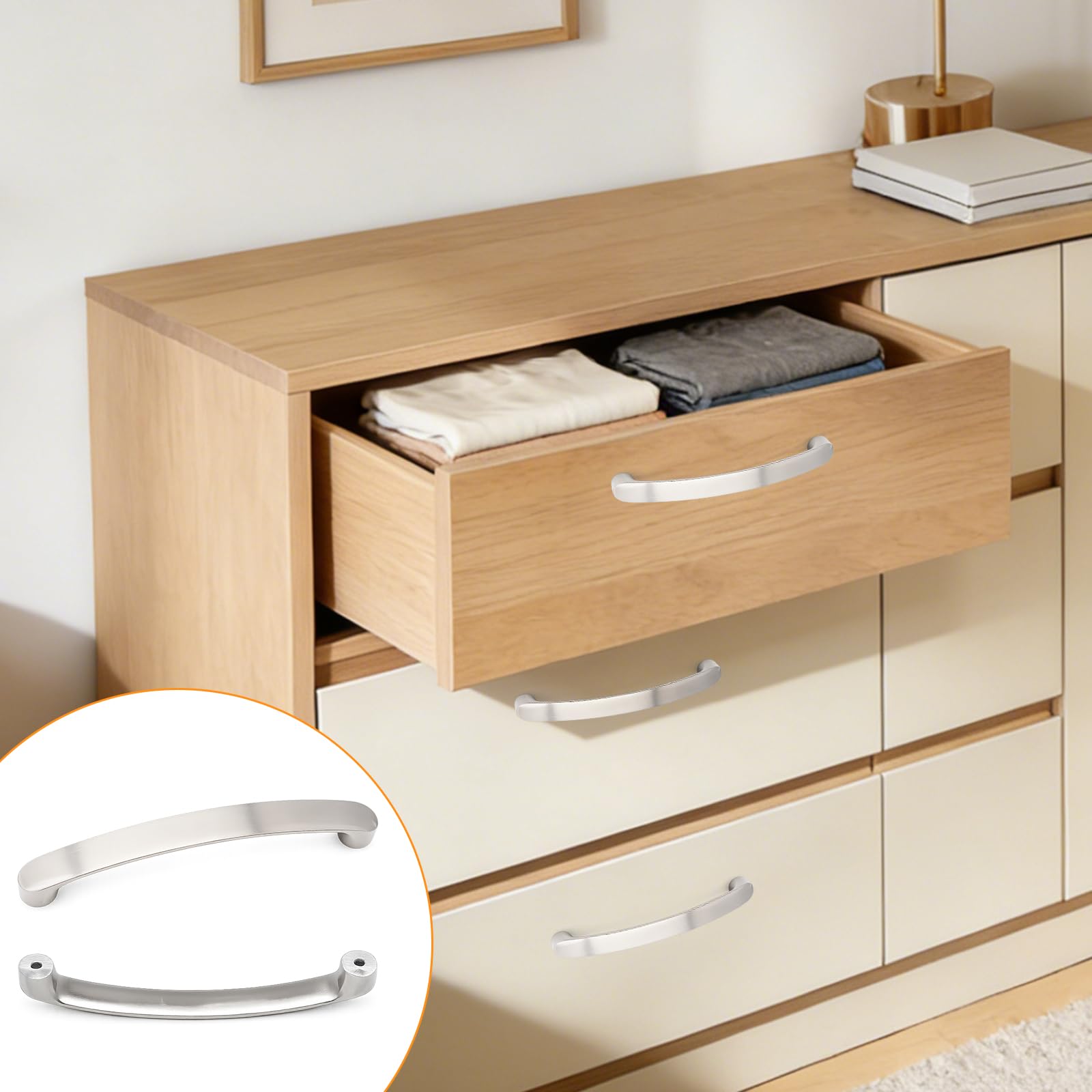 8 Pezzi Maniglie Cucina, Maniglie Mobili, Tiretti ad Arco Per Mobili, Maniglie Per Ante Armadio, Maniglie Armadio, Per Cucina, Cassetti, Camera Da Letto, Distanza Tra I Fori 128 mm