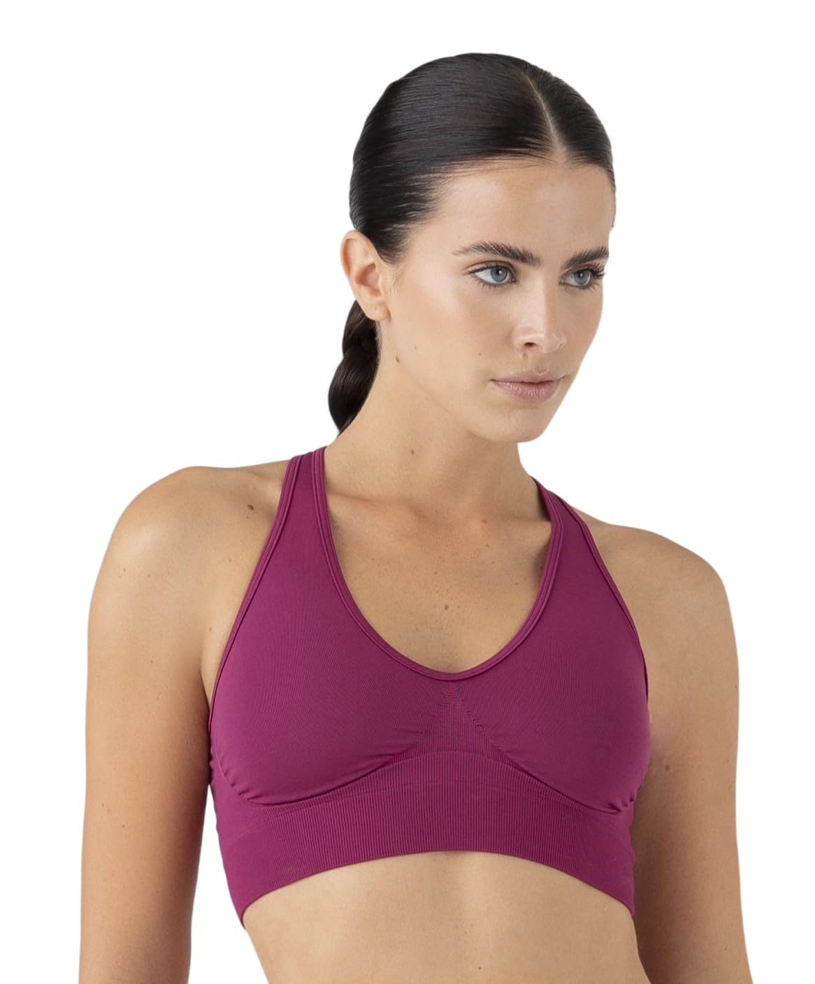 Sujetador deportivo sin costuras y sin aros fabricado en Italia – Sujetador deportivo sin costuras y sin aros – Brassiere Easywear Fitness, tiempo libre –