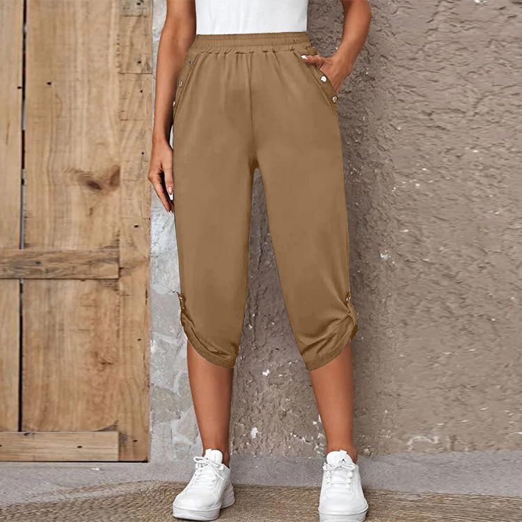 Capri Pants for Women Capri Leggings Lightweight Summer Casual High Wasit Stretch Pants Cropped Trousers