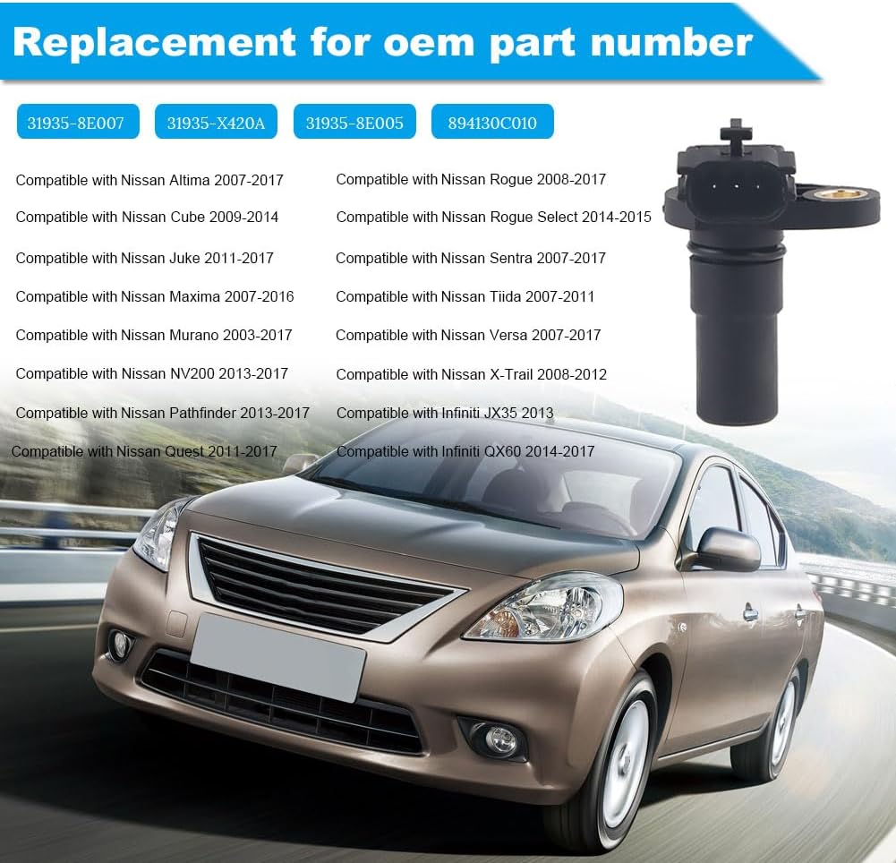 WMPHE 31935-8E007 Transmission Vehicle Speed Sensor Compatible with Nissan Altima Sentra Murano Pathfinder Maxima Quest 2003 2004 2005 2006 2007 2008 2009 2010 2011 2012 2013 2014 2015 2016 2017