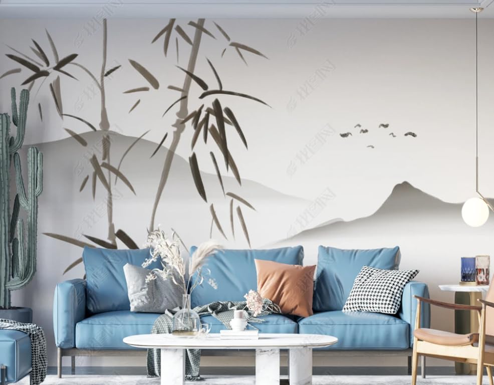 Papier peint intissé bambouseraie Shanshui poster mural geant deco salon 150x105