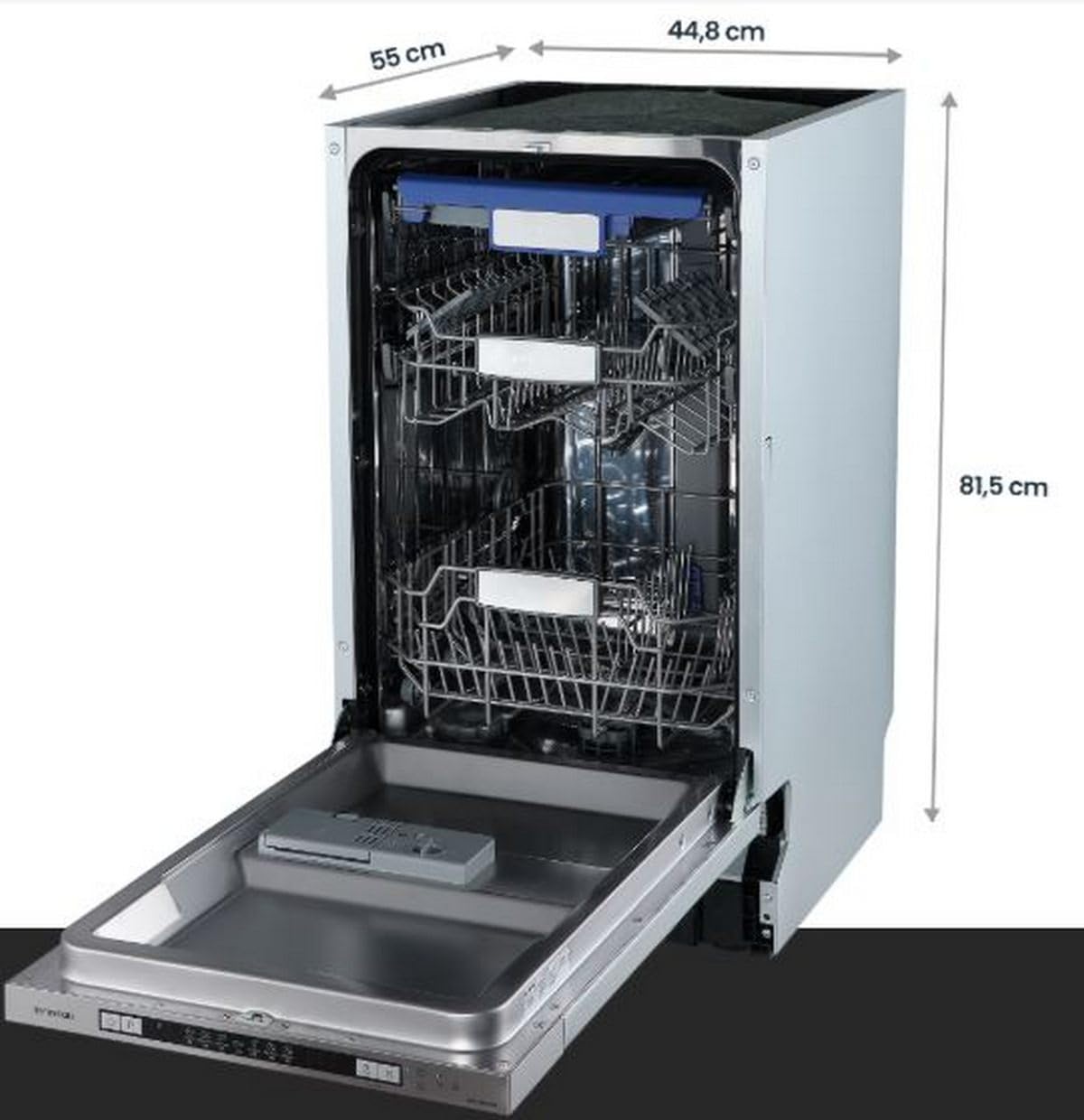 Lavavajillas Integración Infiniton DIW-NB410Cb, Ancho 45 cm, 10 Servicios, 7 programas, C, Tercera Bandeja, Sistema Antihuella
