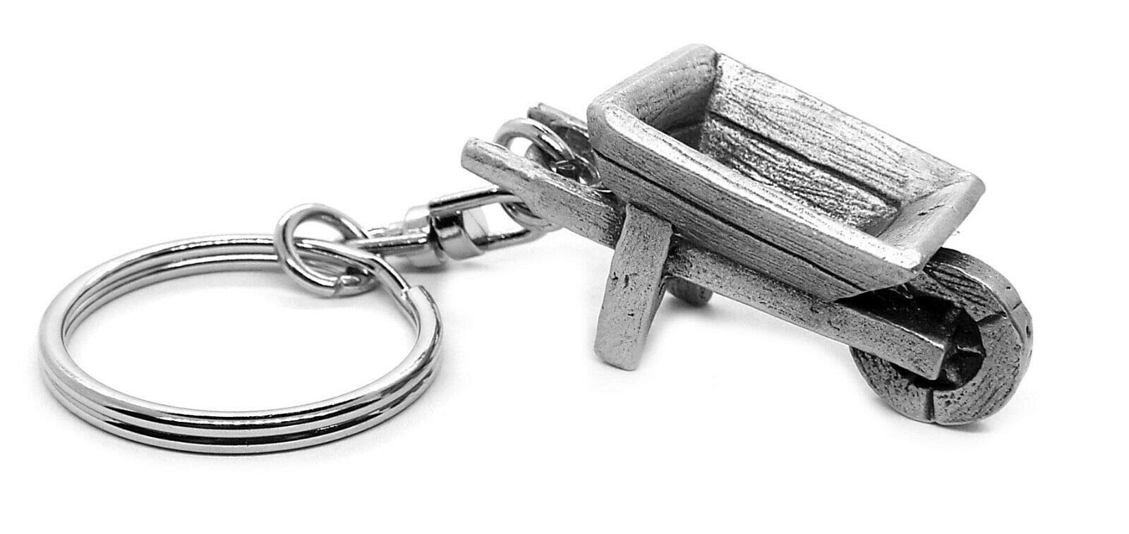 Pewter Keychains Silver Fine Pewter Garden Wheelbarrow Keyring With Gift Pouch