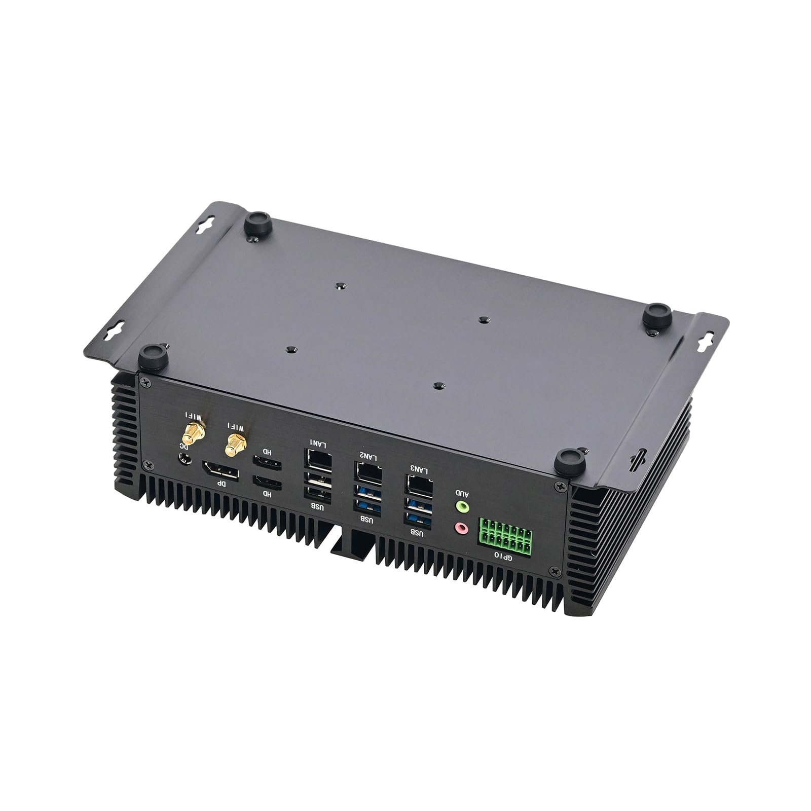 Fanless Industrial Computer, IPC, Mini PC, Windows 11 / Linux Ubuntu, I7 1355U 7 150U, IM11, 8 x COM, PS/2, 4 x USB3.0, 4 x USB2.0, GPIO, 3 x LAN, 2 x HDMI, DP, 16G RAM 256G SSD
