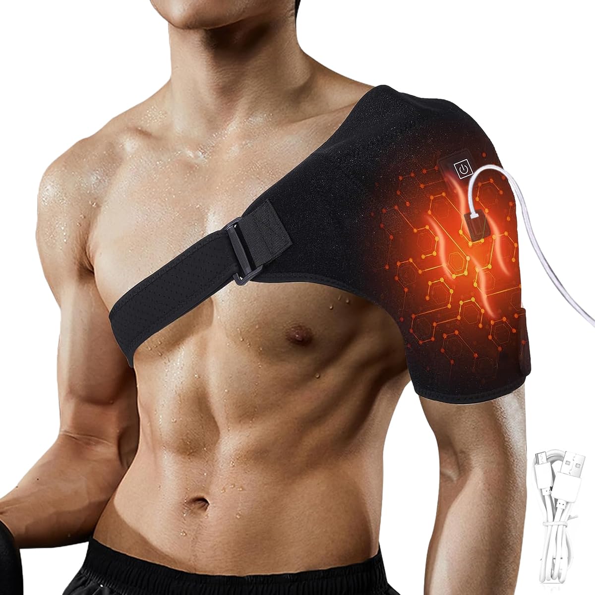 HANNEA® Shoulder Heat Pad Electric for Pain Relief USB Portable Heating Pad for Back Pain Shoulder Wrap Heating Belt with 3 Adjustable Temperatures Hot pad for Winters for Upper Arm Muscle Relief (B0CQM4ZXRQ) Amazon Price History, Amazon Price Tracker