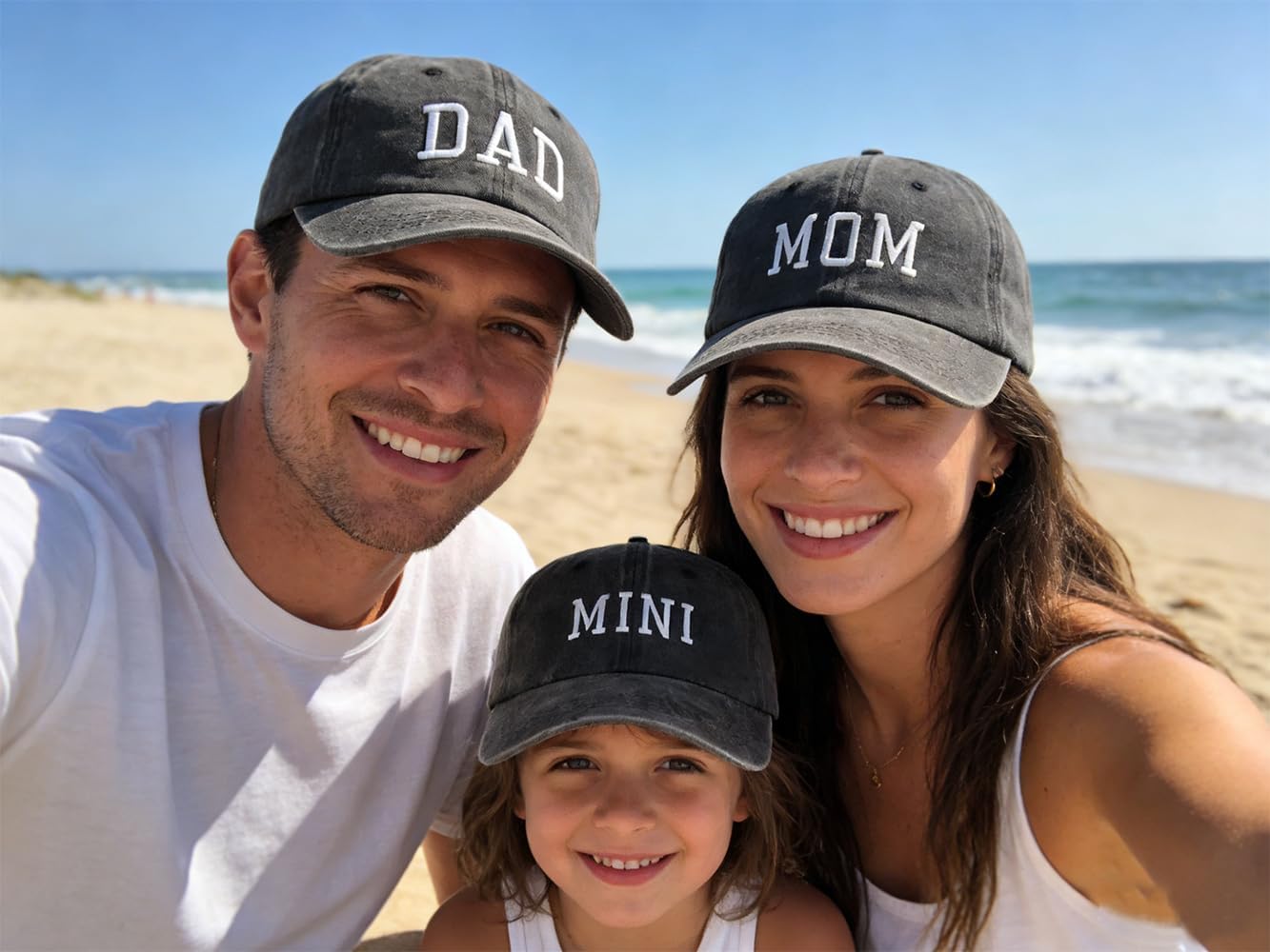 3PCS Dad Mom Mini Hats Set for Men Women Kids, Adjsutable Cotton Embroidered Family Matching Outfits Baseball Cap