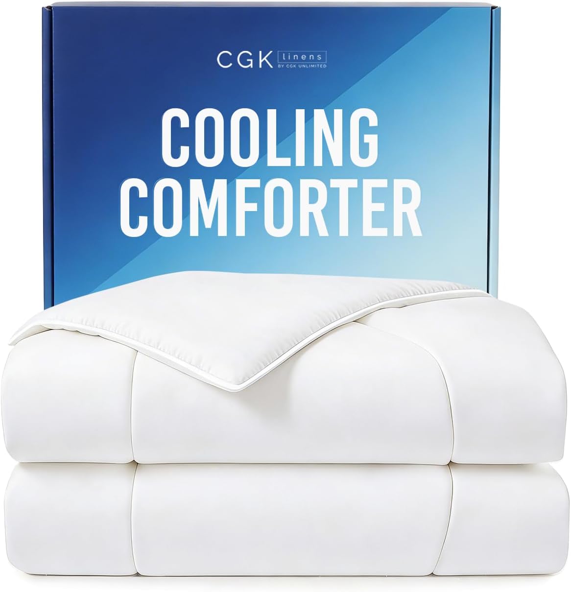 Cooling Comforter Full/Queen Size - Cooling Blanket for Hot Sleepers and Night Sweats - Summer Comforter for Full & Queen Size Beds - Soft, Comfy, Breathable Cold Blanket for Sleeping - 90x90 (White)