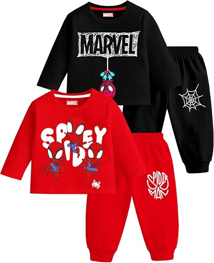 Kuchipoo © Marvel Boys Regular Fit Cotton T-Shirts and Pyjamas Set