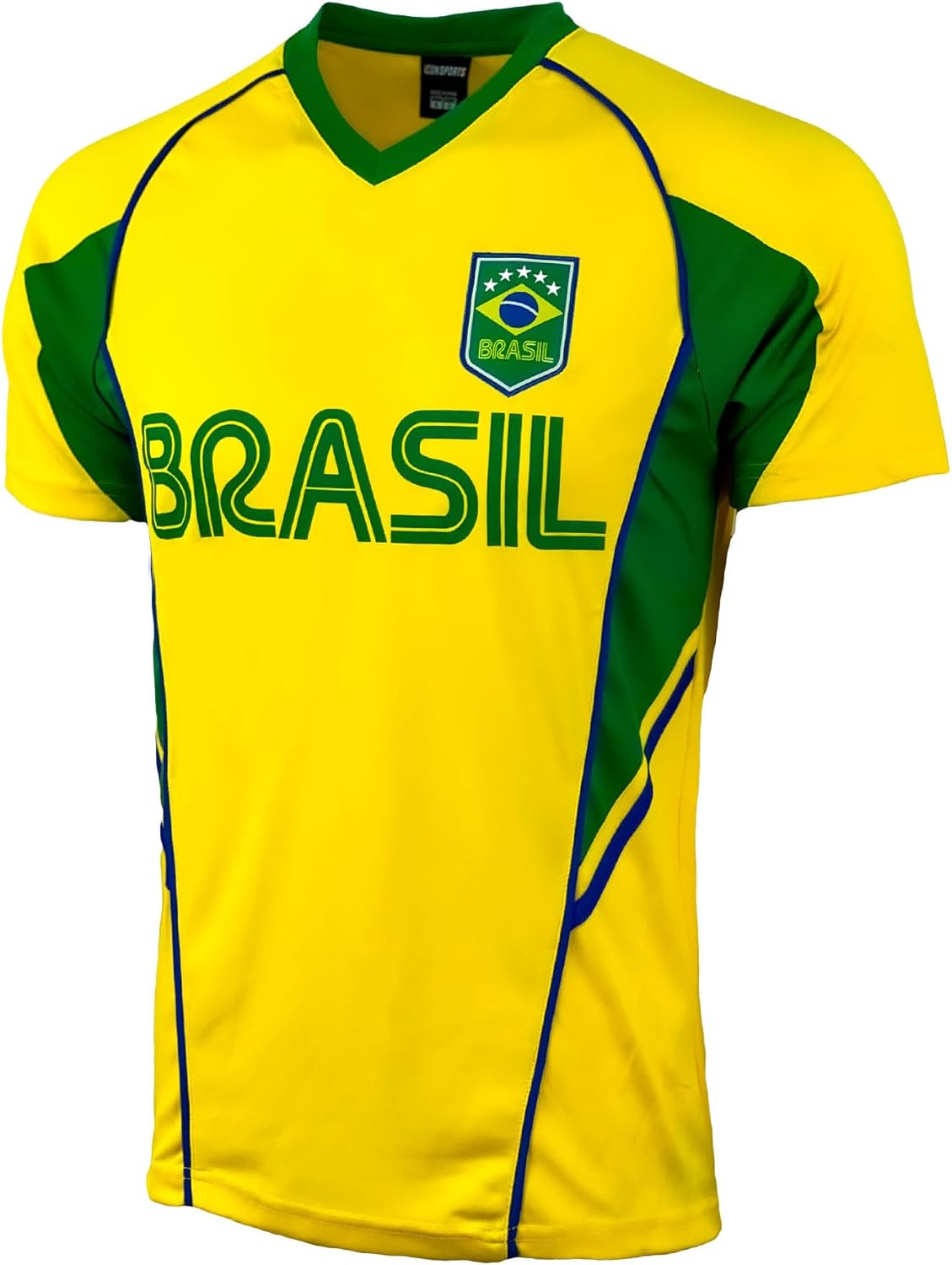 Icon Sports Men's Brasil Performance Jersey, Adult Sizes Brazil Soccer Shirt, Brasil Short Sleeves Tee Shirt - Image 2