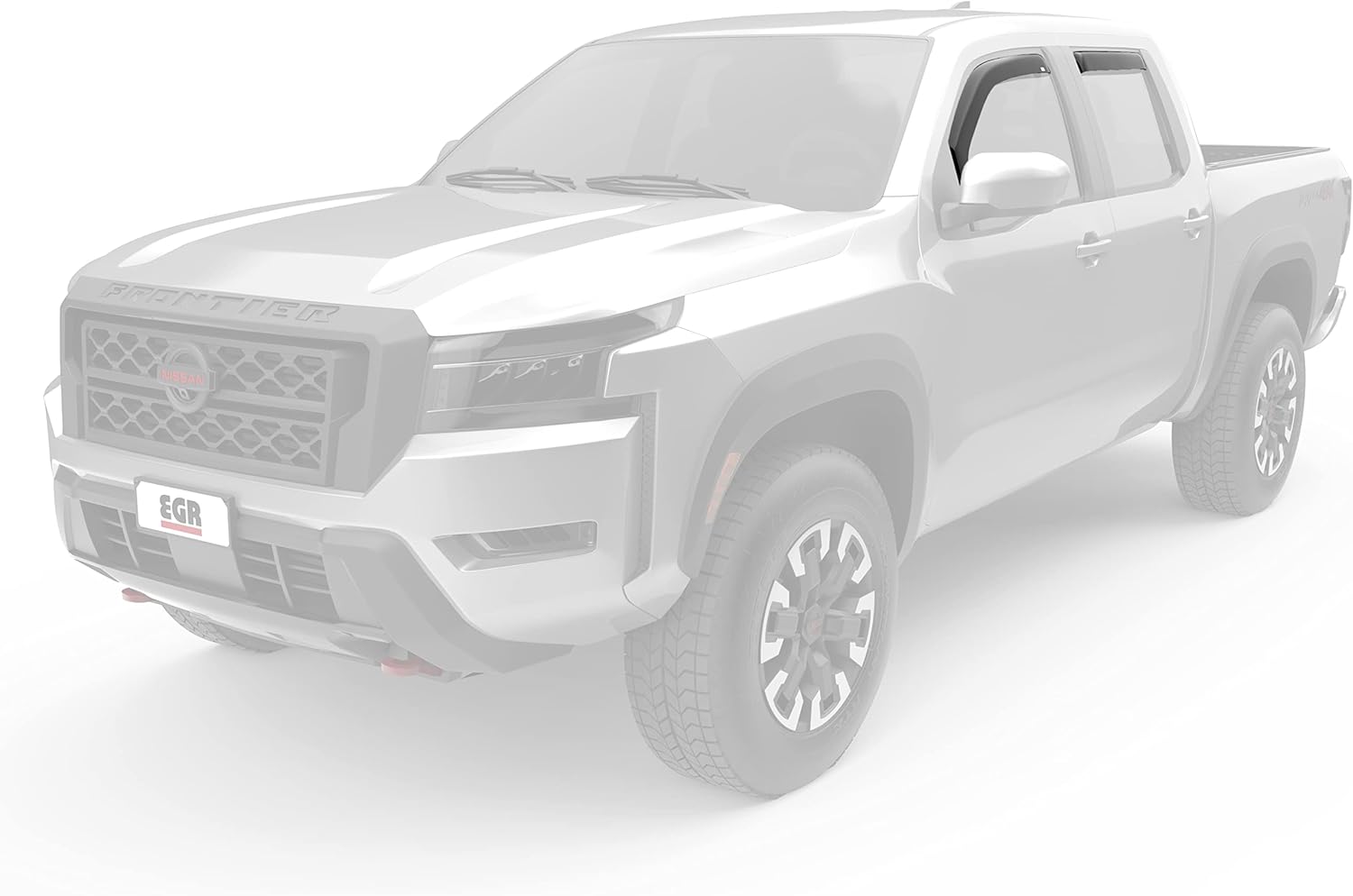 EGR 576041 in-Channel Window Visors Front and Rear Set, Dark Smoke Finsh, Compatible with Nissan Frontier Crew Cab Models