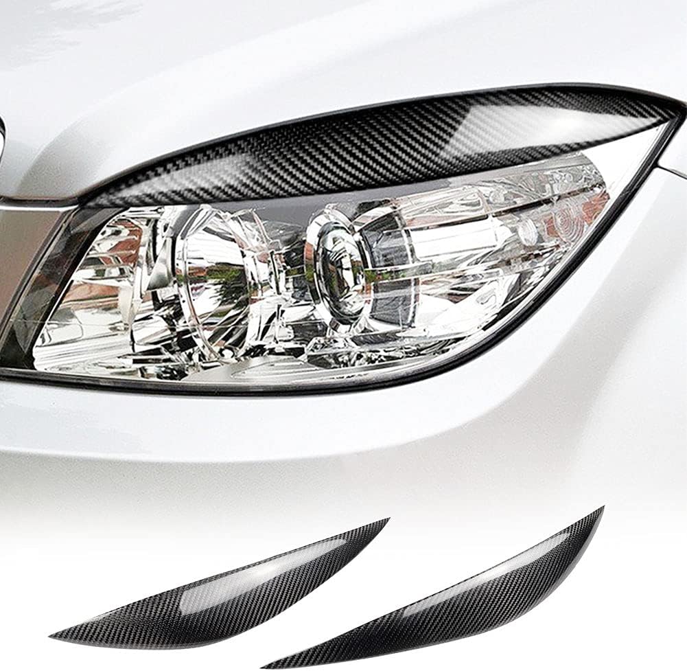 Real Carbon Fiber Front Headlight Eyebrows Fit for Mercedes-benz C class C180 C200 C260 C300 W204 C63 2007-2010 Factory Outlet CF Head Lamps Eyelid Light Cover Trims