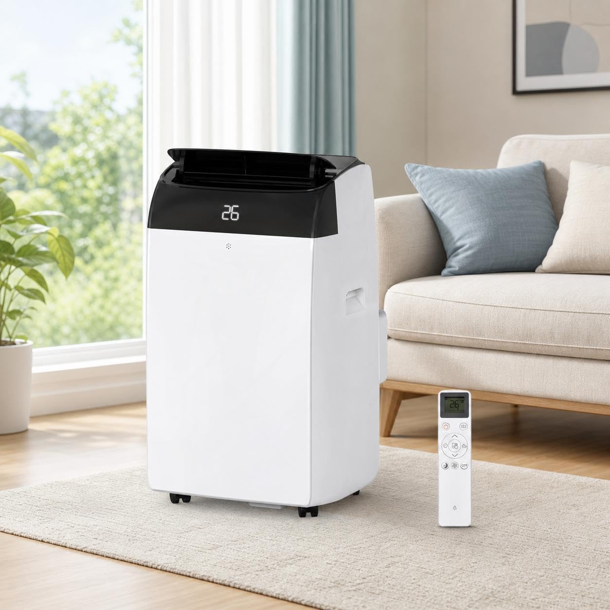 Tropow White 12000 Btu Portable Air Conditioner, 4-In-1 Room Cooling, Heating,Dehumidifier & Fan For Up To 550 Sq Ft, Sleep Mode, 24H Timer, Remote Control,