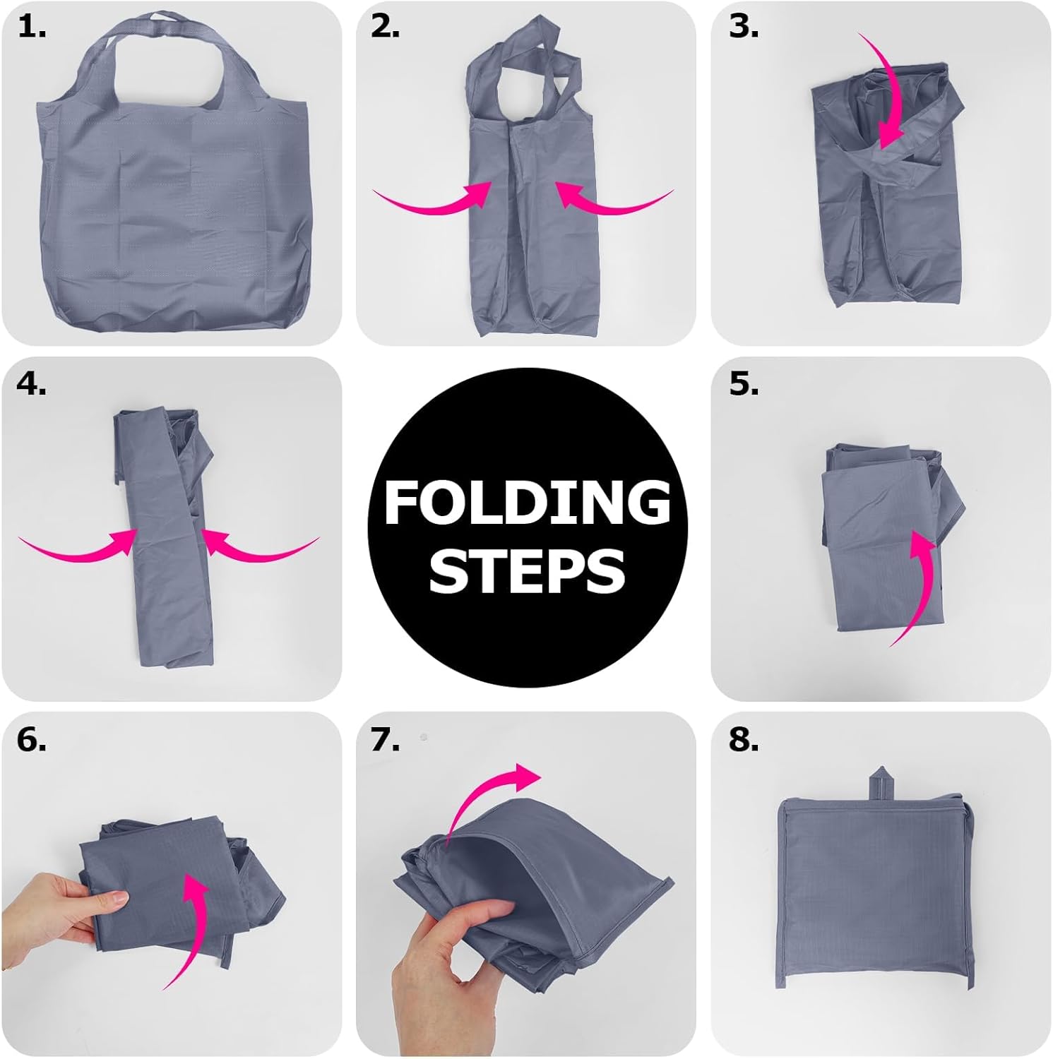 Washable Large Foldable Shopping Bag, Waterproof Reusable Grocery Bag Holder,for Shopping Reusable Tote Bags Large 50LBS,Tote Bags Nylon Bags(Purple+Purple)