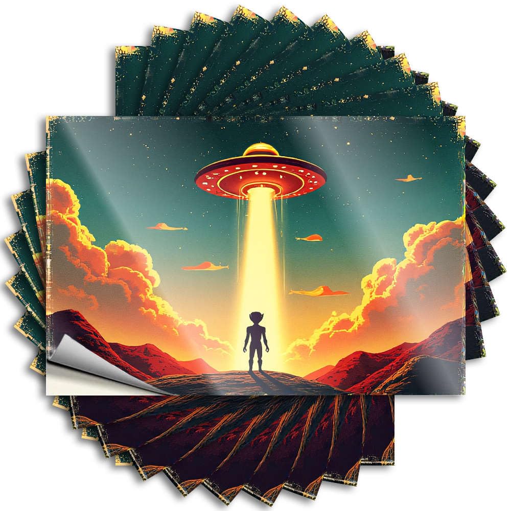 Fzfn Men's Colour Funny Sticker Rooms Decorations Vinyl Sticker | A Person Is Being Abducted By An Alien Spaceship. Cool For Hunting Use(12X18cm)