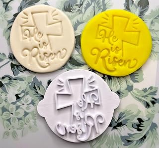 He is Risen Easter Cookie Stamp Fondant Embosser 6cm (2.36 inches) Made in The UK for Baking, Cooking, Fondant, Icing, Cupcake, Cookie, Cake, Biscuits, Decoration