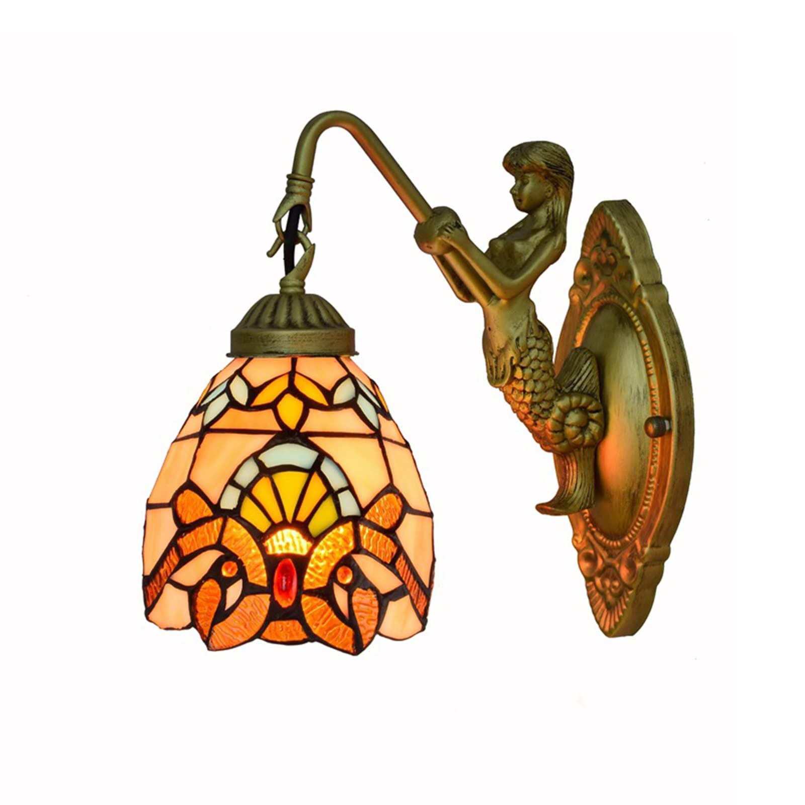 NHPJFDC Baroque Style Wall Sconce, Tiffany Wall Lamp, Handmade Stained Glass Lampshade E26/E27 Base Wall Lighting Fixtures For Home, Farmhouse, Porch, Garage