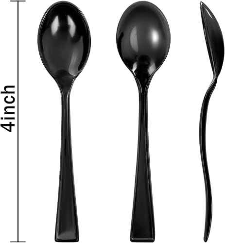 Vista 36 de WDF 300 mini cucharas de plástico doradas – Cucharas de postres de plástico dorado de 4 pulgadas, cucharas desechables resistentes perfectas para Oro