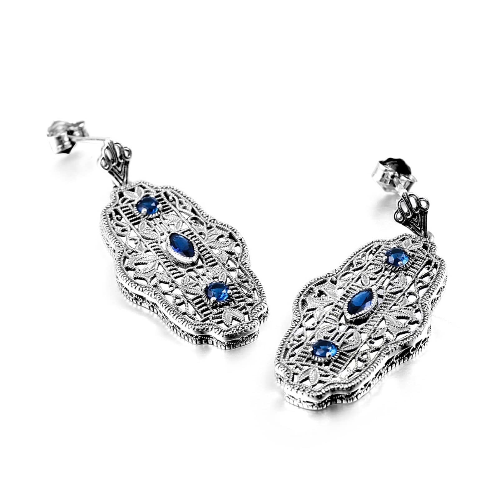Boucles d'oreilles saphir légères en argent 925 anti-allergie