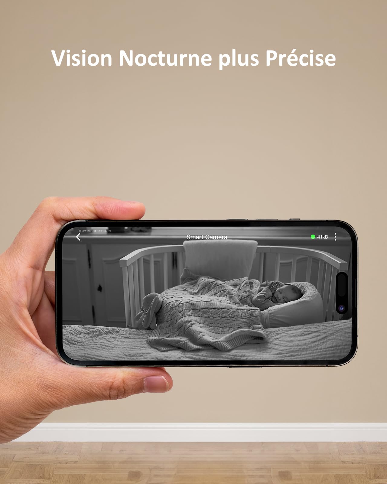 ANNKE 4K Caméra de Surveillance WiFi Intérieur, 8MP Vision Nocturne, Détection de Mouvement, Audio Bidirectionnel, Cloud & Stockage de Cartes SD, pour Bébés/Animaux Domestiques-Crater C80