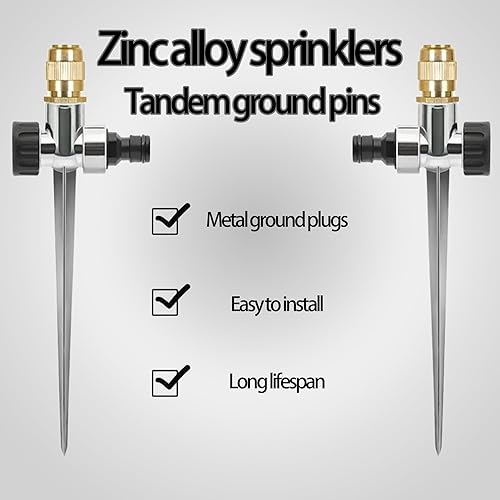 Miniatura 2 de Paquete de 2 rociadores de metal para patios, césped, con boquillas de punto fijo, rociadores de jardín para áreas pequeñas, aspersor para patio
