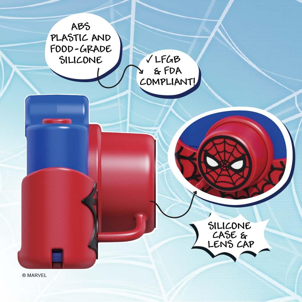 Kidamento Appareil photo numérique et caméscope vidéo pour enfants avec écran tactile, boîtier en silicone souple, capuchon d'objectif amovible, carte mémoire de 32 Go – Modèle K Spider Man