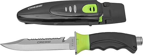 Miniatura 9 de Cressi Borg, cuchillo de hoja larga para buceo y pesca de submarino, punta puntiaguda y roma