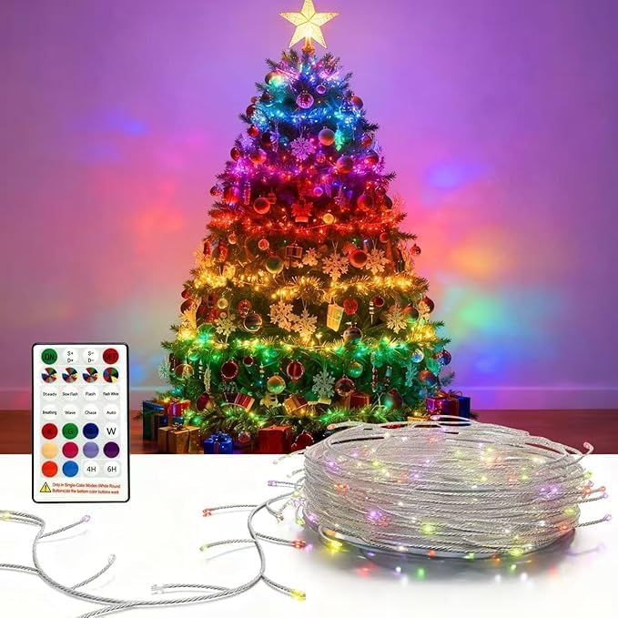 Fairy Lights 16.4FT 200LED, USB Powered Firecracker Cluster String Lights, Multicolor Twinkle Light with Remote, Waterproof LED Light for Christmas Tree Party Bedroom Window DIY Decor