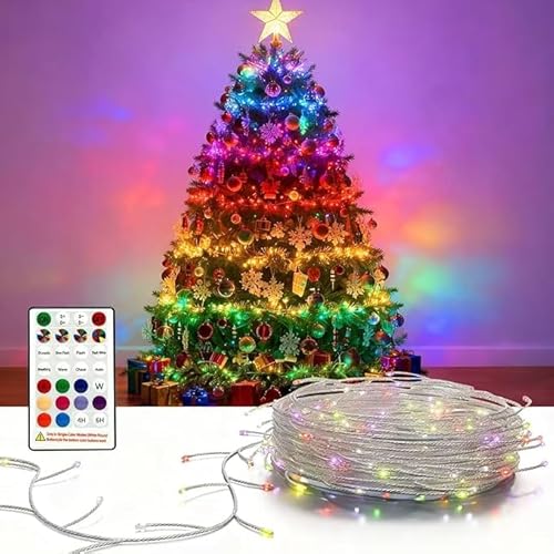 YULINKCO Fairy Lights 16.4FT 200LED, USB Powered Firecracker Cluster String Lights, Multicolor Twinkle Light with Remote, Waterproof LED Light for Christmas Tree Party Bedroom Window DIY Decor