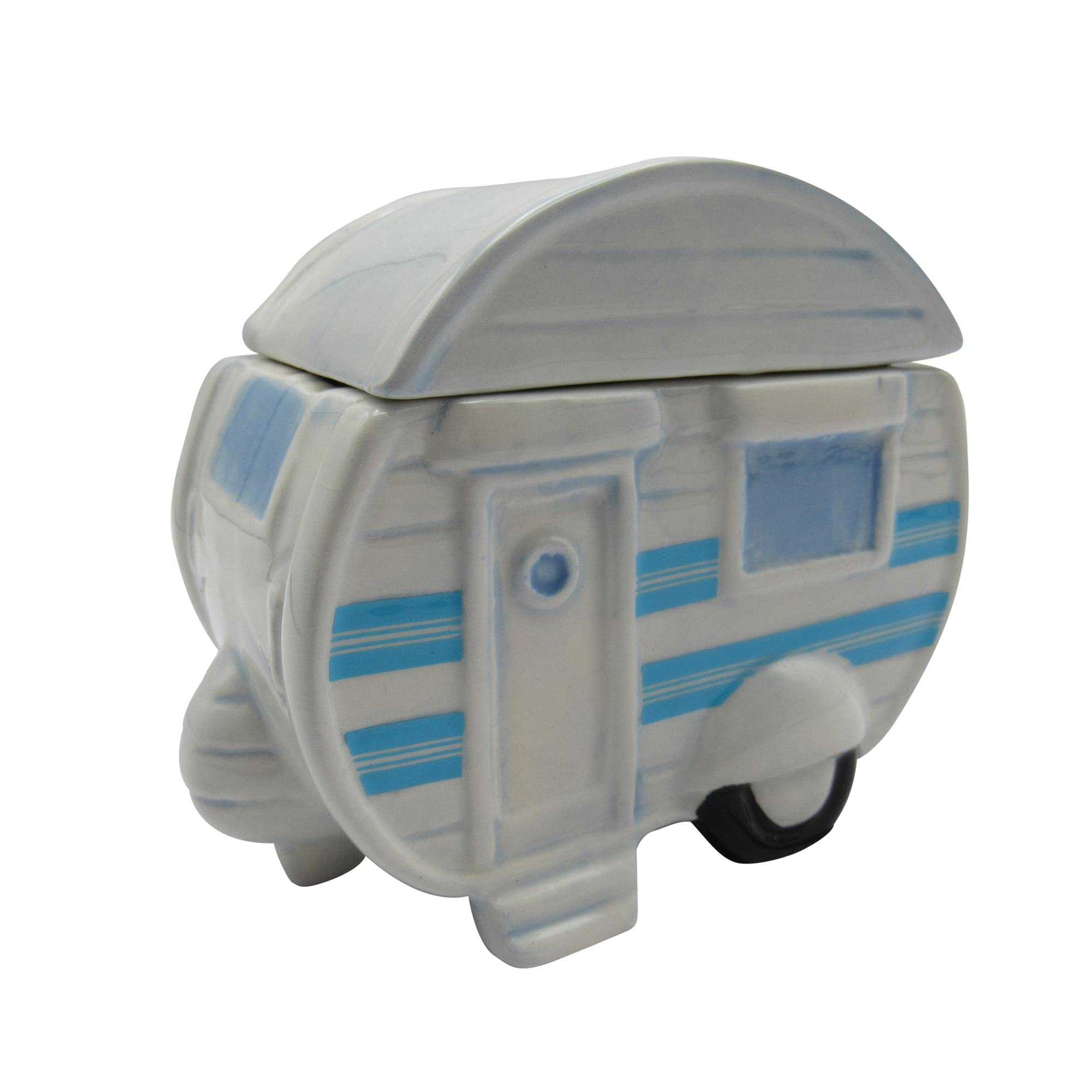 Secure Fix Direct Caravan Trinket Box With Lid (Ceramic Pot Small Decorative Jewellery Case)