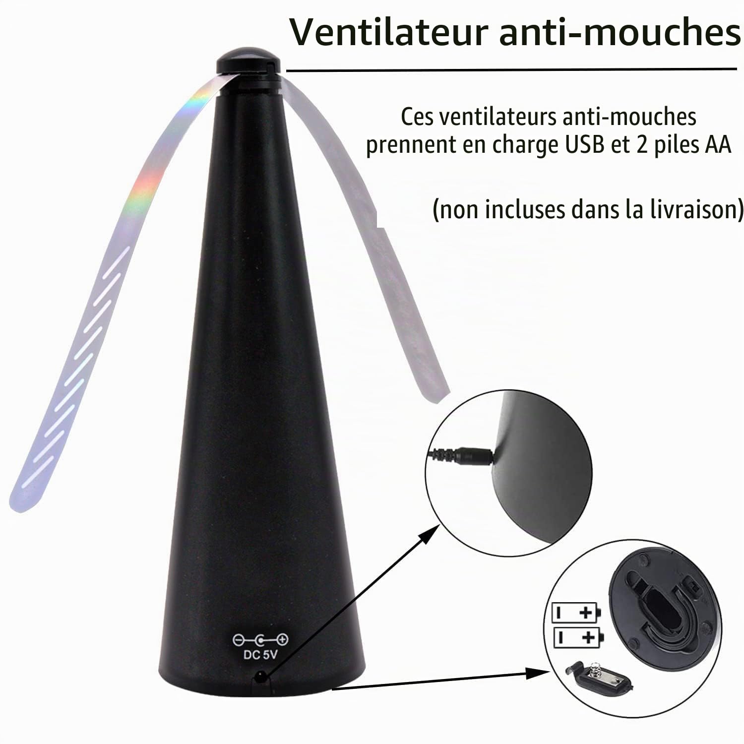 3 Ventilateur Anti Mouche, Electrique Chasse Mouche de Table, Repousse Anti Moustique pour Éloigner Les Insectes de La Nourriture, pour Maison Dîner, Pique-Nique Exterieur/Interieur