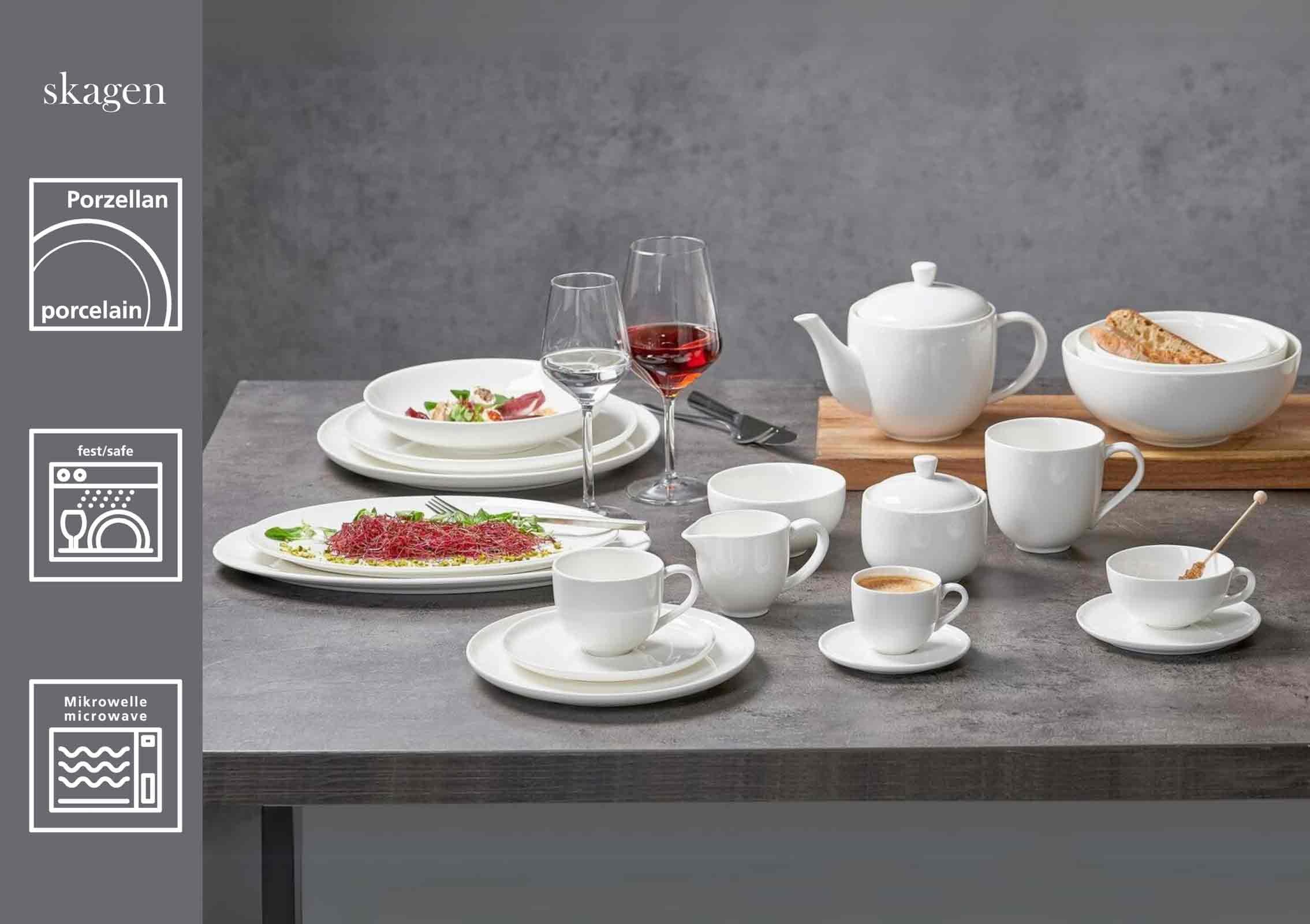 Ritzenhoff & Breker Skagen Müslischale ø 15 cm 6er Set | Klassisches Tafelgeschirr | Abgerundete Formen | Porzellan | Spülmaschinen- & Mikrowellenfest | Weiß