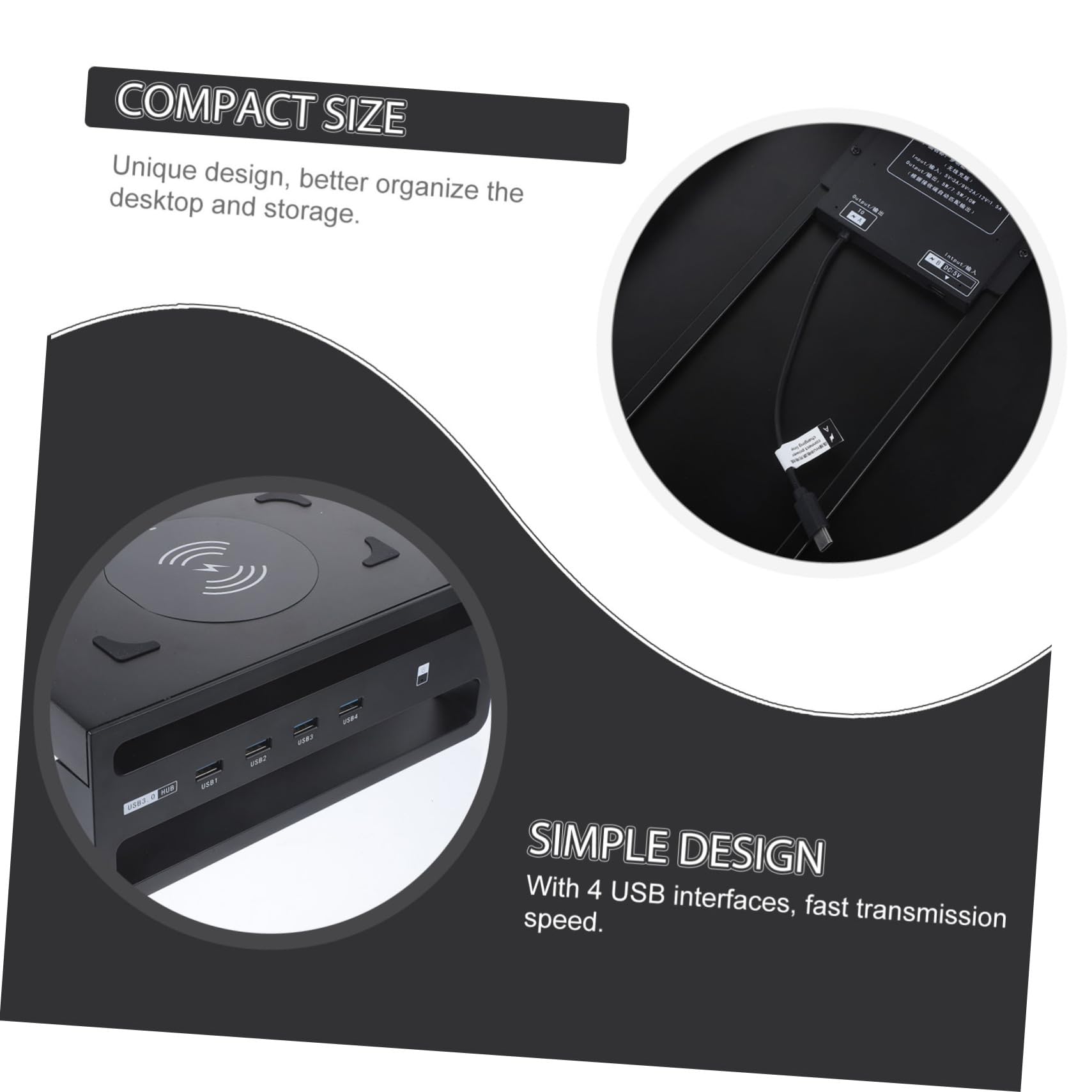 Podstawka Pod Monitor z Portami Usb Regulowana Wysokość Ekologiczny Materiał Idealna Do Biura Sypialni i Szkoły Czarna Zwiększa Ergonomię Pracy