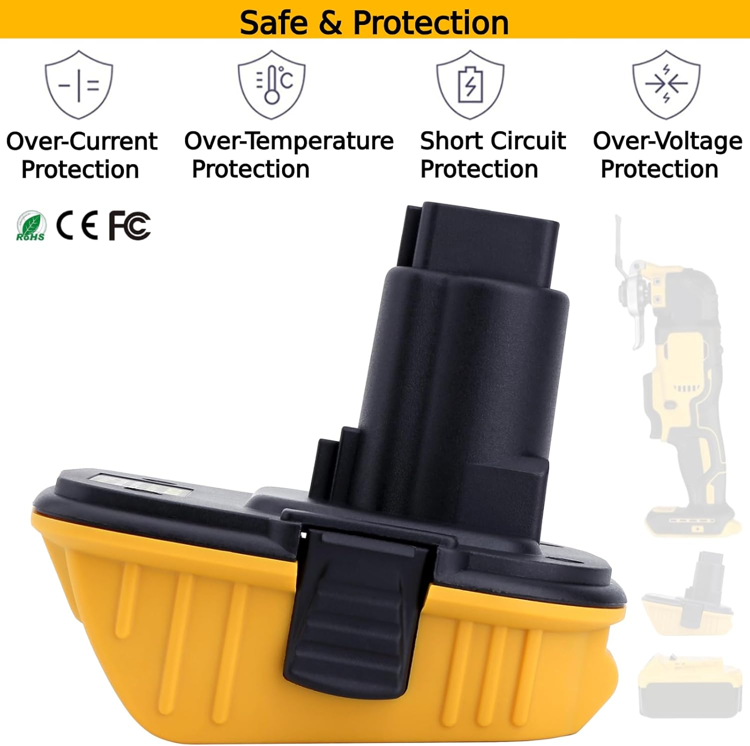 Tulepowceeng 2 Packs DCA1820 Battery Adapter Compatible with Dewalt 18V Tools, Convert Compatible with Dewalt 20V Lithium Batteries DCB203 DCB204 DCB206 to Work with 18V Cordless Power Tools