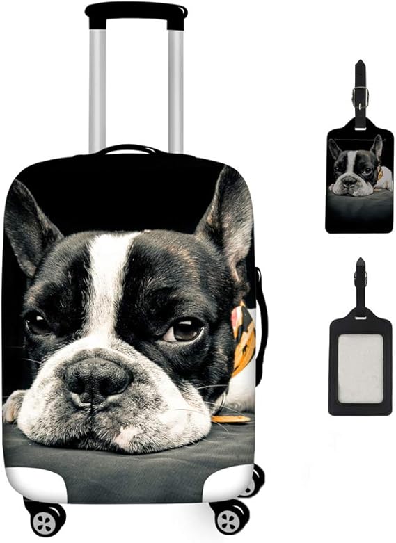 review Coloranimal Travel Accessories Luggage Cover Sets 18-22 Inch Suitcase Suitcase Protector with Label Bulldog Design