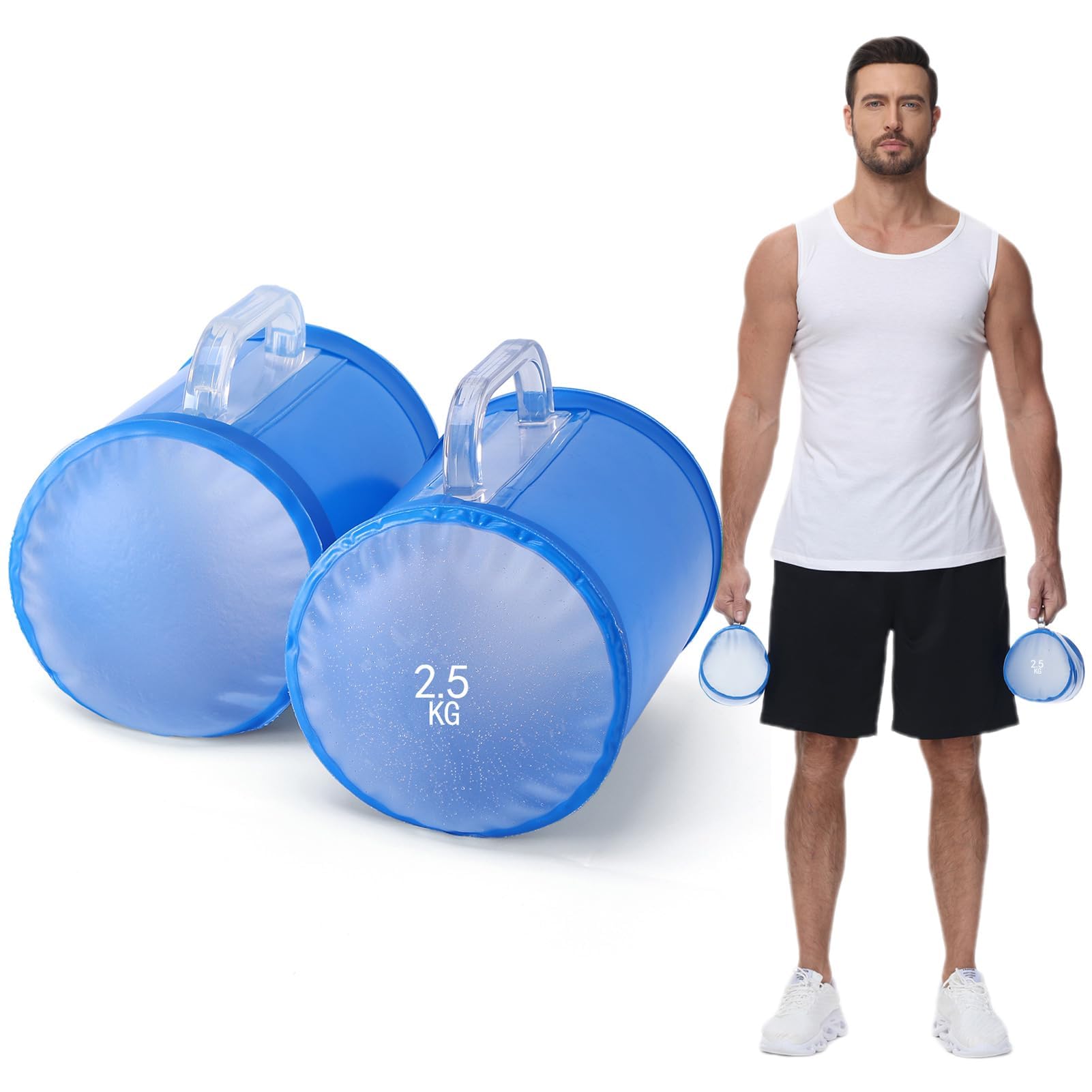 DEIRIS Water Dumbbells, Dumbbells, Water Fillable Set, Weight Bags Portable, Water Weight up to 5 kg/Pair