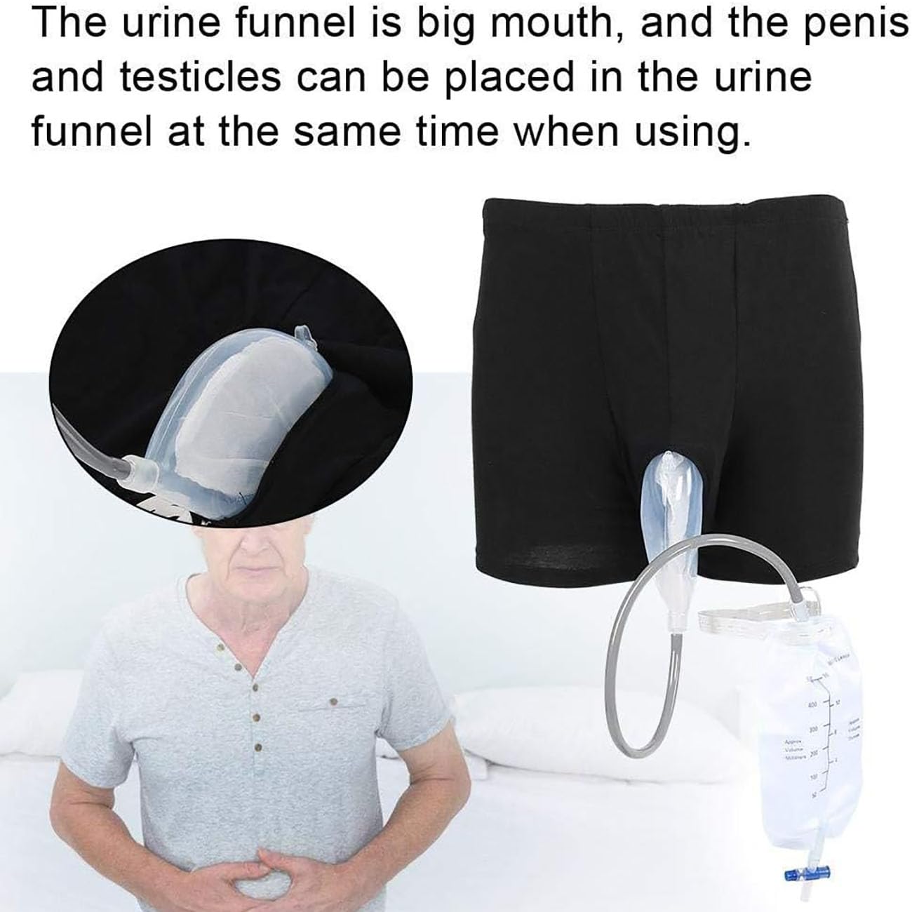 69 To 92CM, Pantaloni da Incontinenza Indossabili,Sacca per Drenaggio Dell'urina 500Ml,Raccoglitore di Urina in Silicone,Contenitore Urine 24 Ore per Uomini Anziani,Sacche per Urinaria Uomo