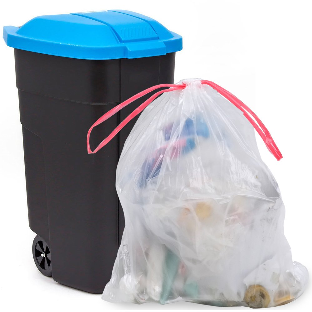 Jekiyo 13 Gallon Drawstring Clear Trash Bags, 120 Counts