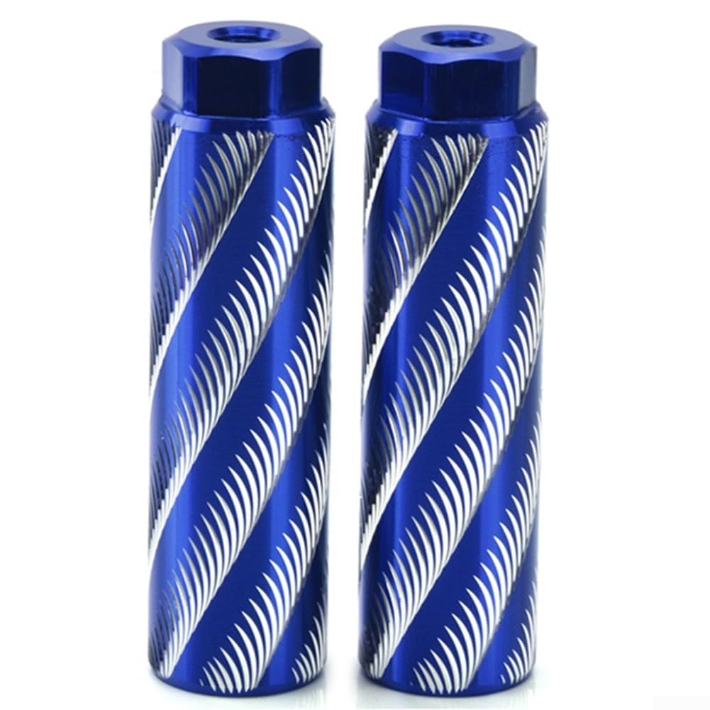 Bike Pegs, Aluminum Alloy Anti-Skid Foot Rests for 10mm Axles, 100x28mm Cylinder Pegs for Mountain Road Bikes(Blue)