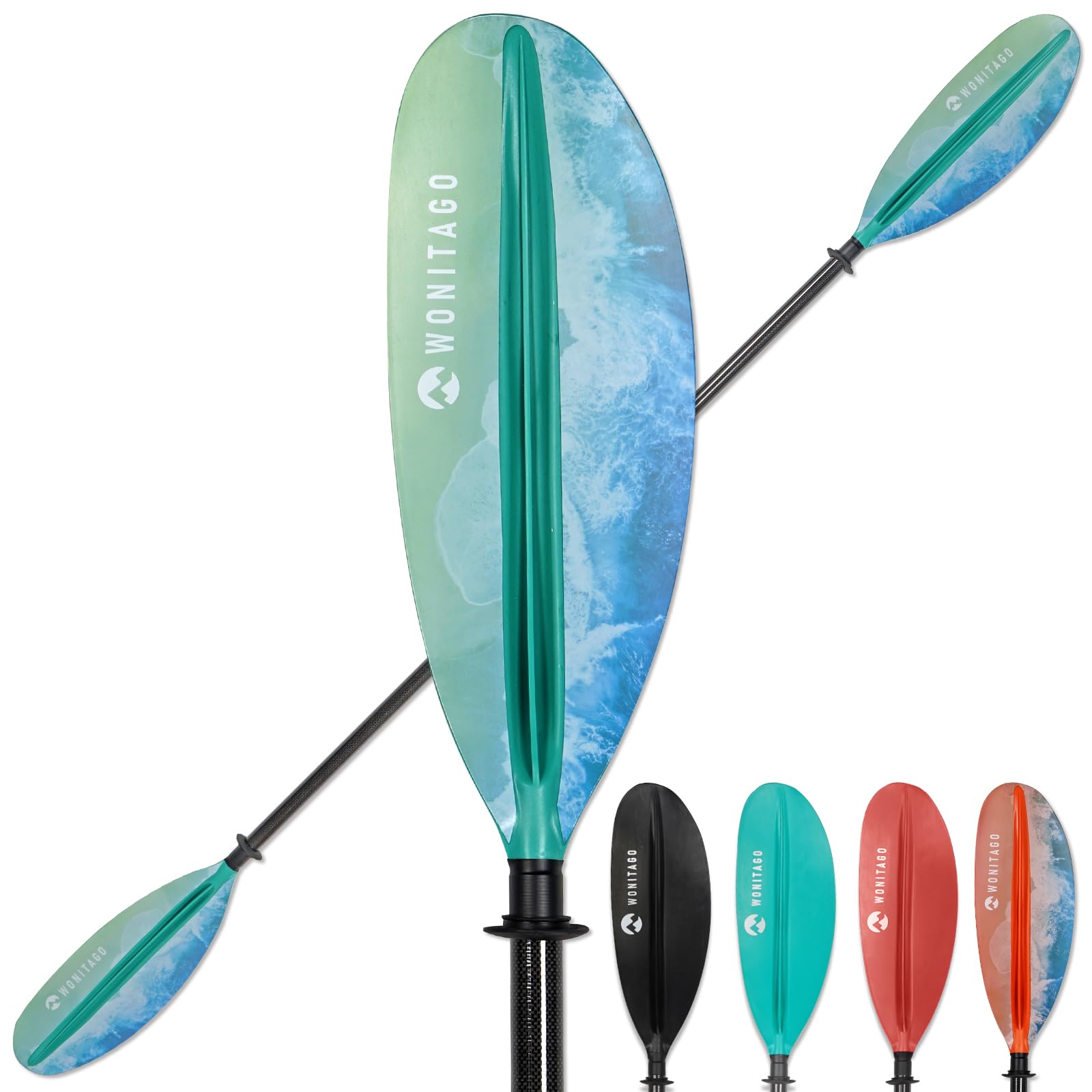 Kayak Paddle Premium Carbon Fiber Paddle with Reinforced PP + Fiberglass Blade, Floating Adjustable Kayaking Oars, 3 Piece, 220-240 cm/86-94 Inches, 240-260 cm/94-102 Inches