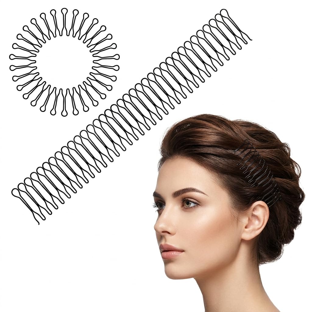 DazzleDiva Invisible Hair Comb - Flexible Round Styling Tool for Secure Updos & Volume
