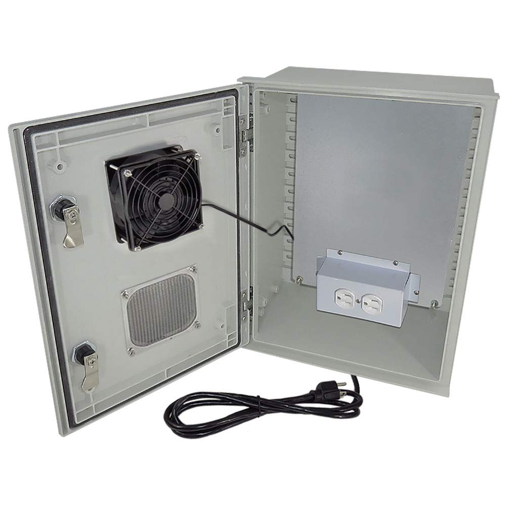 Altelix 16x12x8 Fiberglass Weatherproof NEMA Enclosure with Cooling Fan