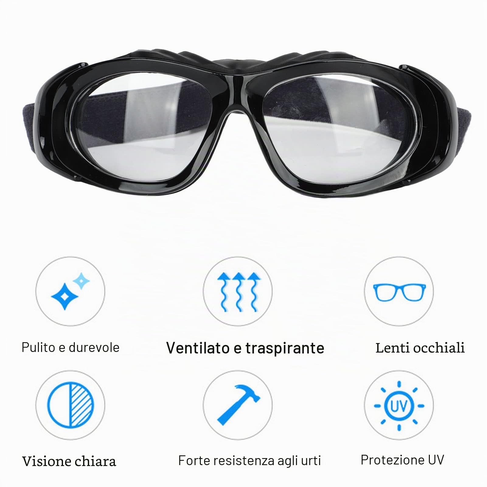 Occhiali da Calcio, Occhiali Protettivi Sportivi AntiGraffio Ergonomici HD Comodi per Escursioni in Bicicletta all'aperto (Nero)