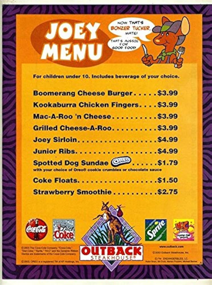 Outback Steakhouse Joey Menu With Prices: Delicious Deals