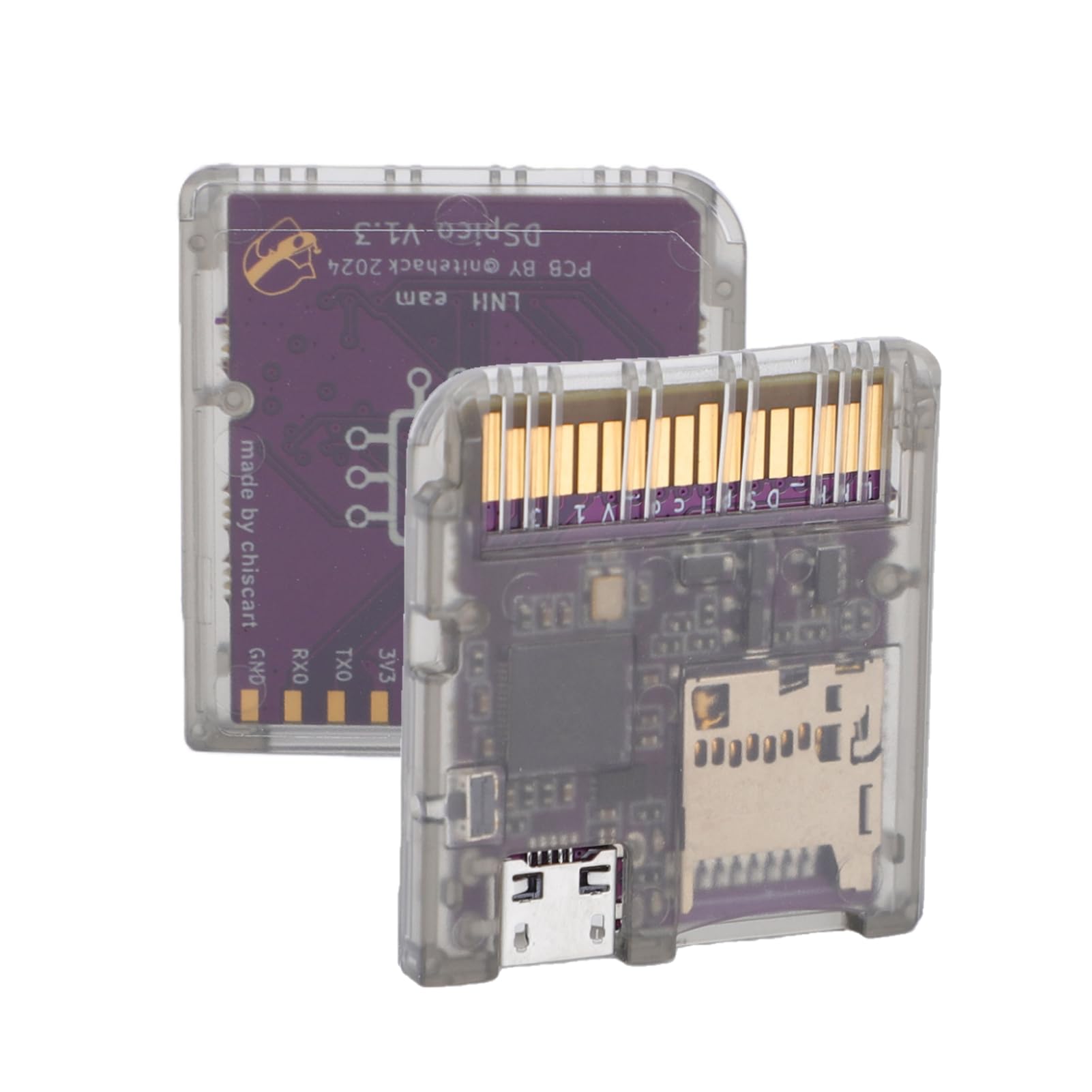 Carte Flash DSPico DS pour NDS DSi 3DS 2DS, Alimentée par MCU RP2040, Cartouche de Jeu Open Source de Mise à Niveau R4 avec 6Mo/s, Mode DS et Prise en Charge du Lanceur Pico (Noir transparent)