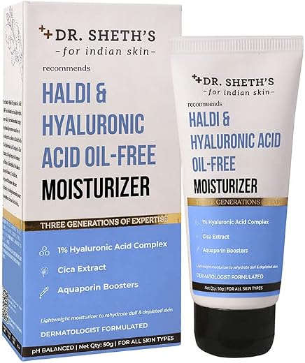 Dr. Sheth's Haldi &amp; Hyaluronic Acid Oil-Free Moisturizer | Lightweight Moisturiser | Rehydrates Dull Skin | With 1% Hyalur...