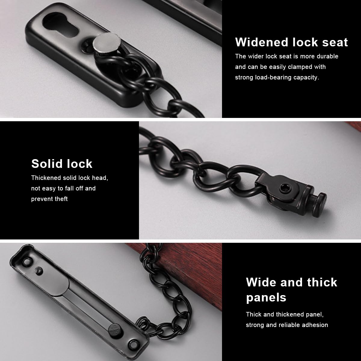 lucchetto porte da esterno catenella,chiusura sicurezza porta,catena chiusura porta,blocca porte con catena,serratura porta,catena acciaio inox, acciaio inossidabile 304 (nero)