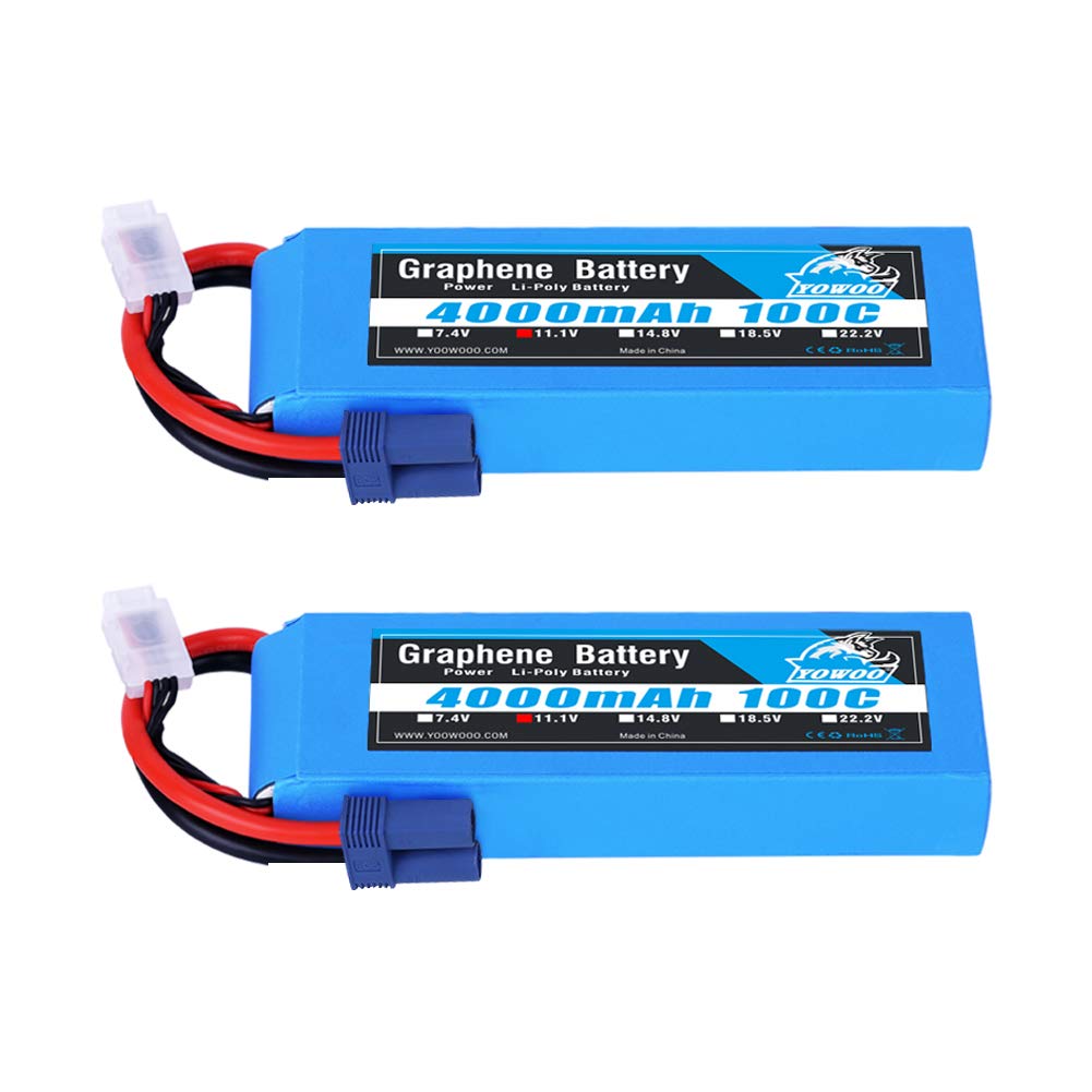YOWOO 2 Pack Graphene Battery 3S 4000mAh 100C 11.1V LiPo Battery with EC3 Plug is Perfect for Most 1