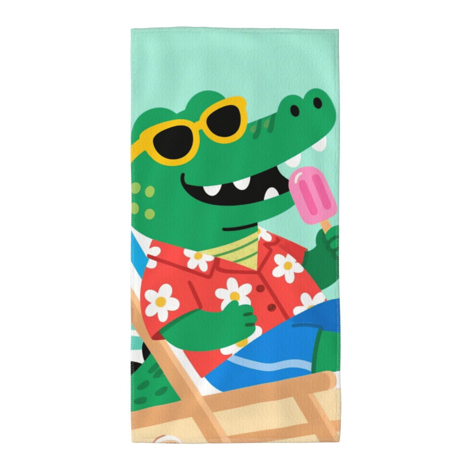 FekiLoot Absorbent Hand Towels 12"X24" Decorative Bathroom Towel Soft Microfiber Face Towel Cute Alligator Dish Kitchen Towels for Bathroom Kitchen Hotel Spa Bath Towels