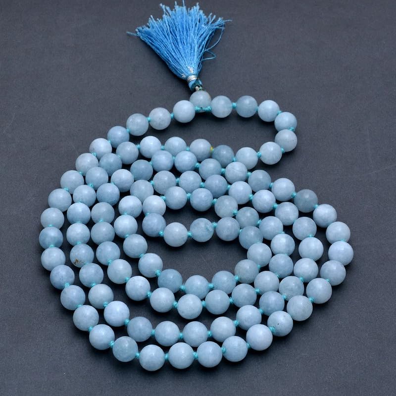 Collier Mala en aigue-marine pour approfondir la méditation Japa